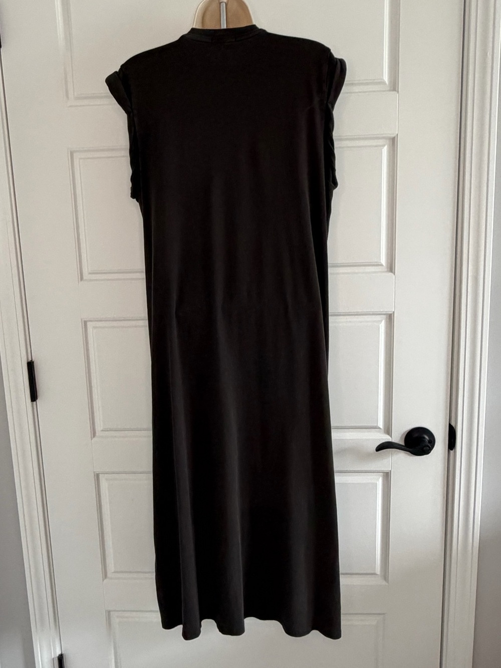 ATM Pocket Tank Maxi Dress in Charcoal Black Twisted Armholes Minimalist Size S - Picture 6 of 13